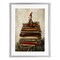 Stupell Industries Christmas Elf Bookstack Framed Print Under Glass, design by Petal Prints Design